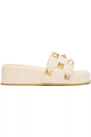 VALENTINO GARAVANI Off-White Roman Stud Slide Sandals