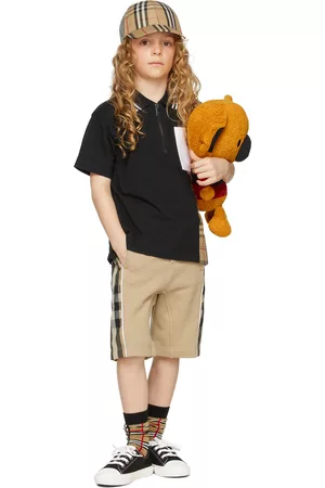 Burberry Kids Beige Check Panel Shorts