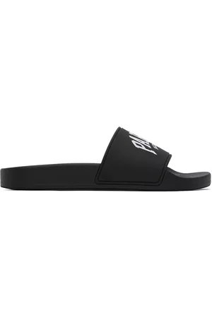 Balenciaga Men Slide Sandals - Black Cities 'Paris' Slide Sandals