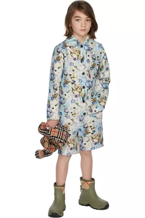 Burberry Kids Multicolor Linen Floral Print Tailored Shorts