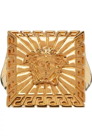 VERSACE Men Gold Rings - Gold Medusa Square Ring