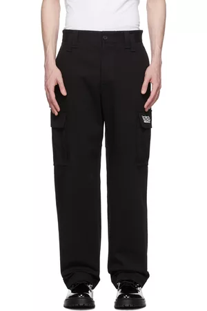 VERSACE Men Twill Cargo Pants - Black 'La Greca' Cargo Pants