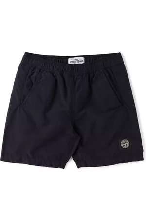 Stone Island Kids Black Brushed Nylon Swim Shorts