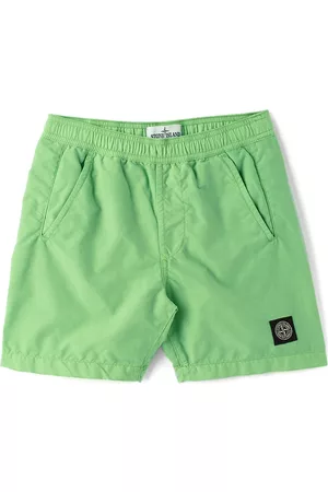 Stone Island Kids Green Brushed Nylon Swim Shorts
