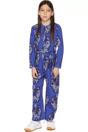 Mini Rodini Kids Blue Flowers Jumpsuit