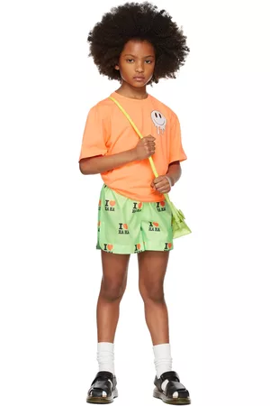 CRLNBSMNS Kids Green 'I Love Haha' Shorts