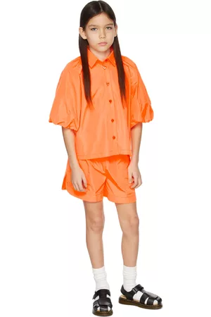 CRLNBSMNS Kids Orange Exaggerated Short Sleeve Shirt