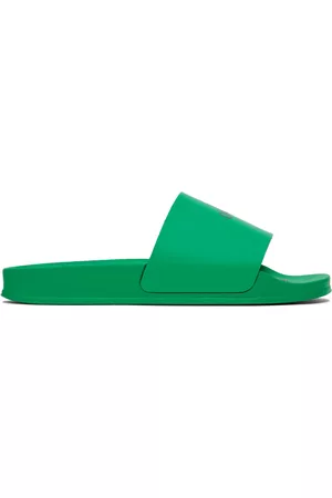OFF-WHITE Women Slippers - Green Logo Pool Sliders