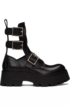 Alexander McQueen Women Boots - Black Rave Buckle Boots