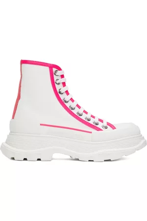 Alexander McQueen Women Canvas Sneakers - White Tread Slick High Sneakers