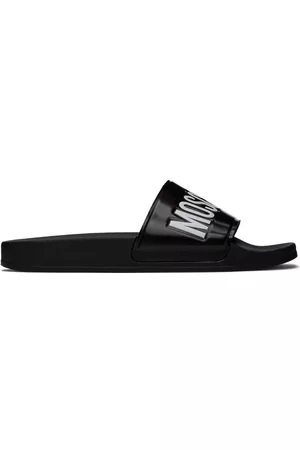 Moschino Men Sandals - Black Logo Pool Slides