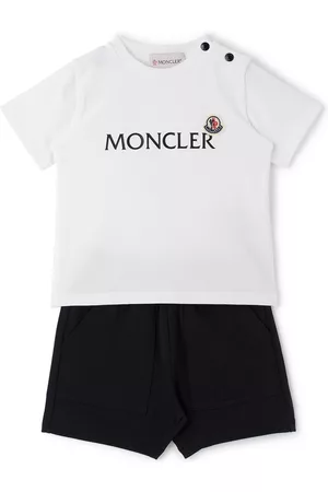 Moncler Baby White & Navy Logo T-Shirt & Shorts Set