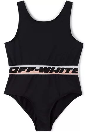 OFF-WHITE Girls Swimsuits - Kids Black Logo Band One-Piece Swimsuit