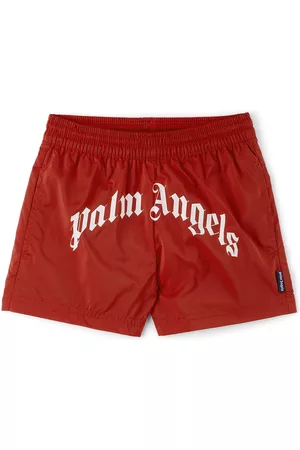 Palm Angels Boys Swim Shorts - Kids Red Logo Swim Shorts