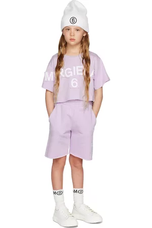MM6 MAISON MARGIELA Kids Purple Stitch Logo T-Shirt