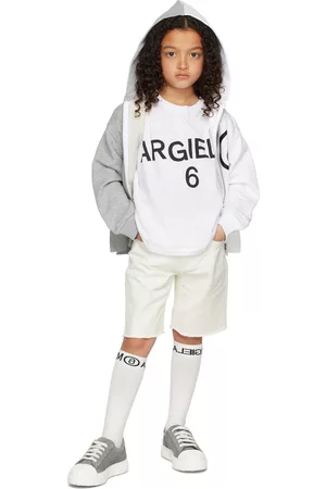 MM6 MAISON MARGIELA Kids Off-White Logo Denim Shorts