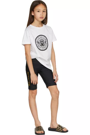 Balmain Kids Black Logo Biker Shorts