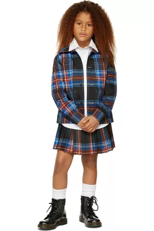 Charles Jeffrey Loverboy SSENSE Exclusive Kids Black Tartan Skirt