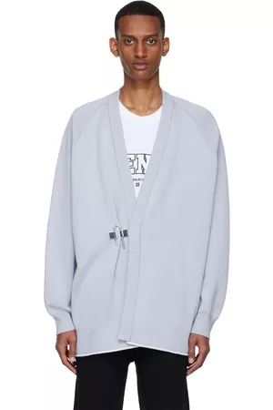 Givenchy Men Lightweight Sweaters - Gray Wool Cardigan