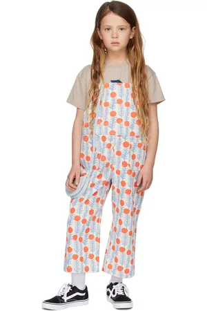 Jelly Mallow Kids Off-White & Orange Dot Candy Overalls