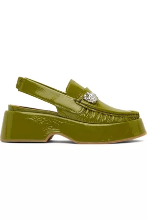 Ganni Women Vintage T-Shirts - Green Retro Slingback Platform Loafers