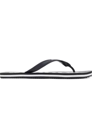 Palm Angels Men Flip Flops - Black & White New Rubber Flip Flop Sandals