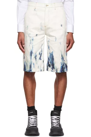 Alexander McQueen Men Shorts - White Denim Shorts