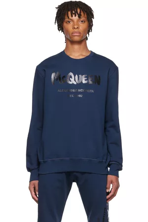 Alexander McQueen Men Sweatshirts - Navy Graffiti Sweatshirt
