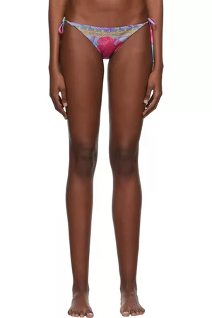 VERSACE Women Bikini Bottoms - Blue Polyester Bikini Bottom