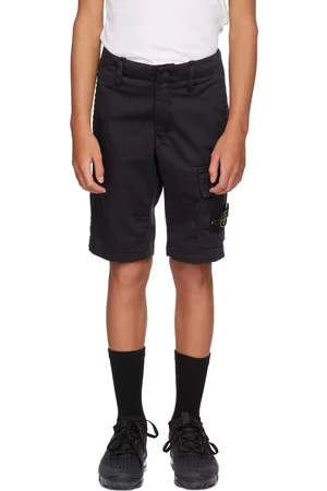 Stone Island Kids Black Cotton Cargo Shorts