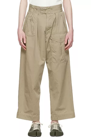 Maison Margiela Men Twill Cargo Pants - Beige Cotton Cargo Pants