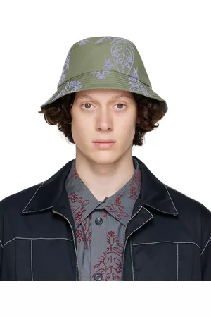 Paria Farzaneh Men Hats - Green Cotton Bucket Hat