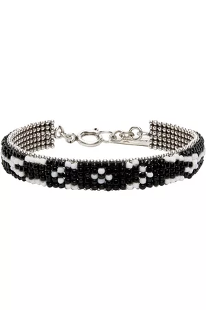 Isabel Marant Men Chain Bracelets - Silver & Black Ikat Beaded Bracelet