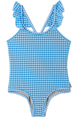 Tiny Cottons Baby Blue Vichy Frills & Strappy Swimsuit