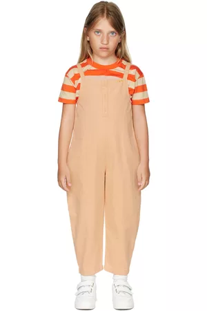 Tiny Cottons Kids Orange Solid Jumpsuit