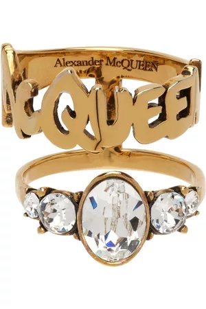 Alexander McQueen Gold Graffiti Stacked Ring