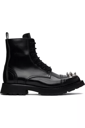 Alexander McQueen Men Lace-up Boots - Black Punk Stud Lace-Up Boots