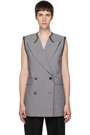 Alexander McQueen Women Vests - Gray Wool Vest