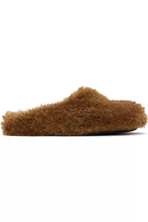 Marni Women Slippers - Brown Shearling Fussbett Sabot Slippers