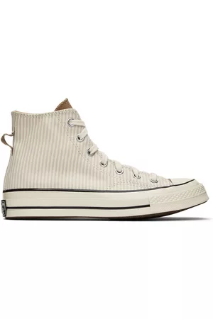 Converse Men Designer Hi-Tops - Off-White & Beige Chuck 70 High-Top Sneakers