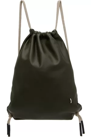 Rick Owens Green Leather Drawstring Backpack