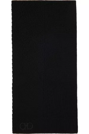 Salvatore Ferragamo Men Scarves - Black Knit Wool Scarf