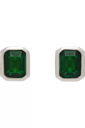 númbering Men Earrings - SSENSE Exclusive Silver & Green #3144 Earrings