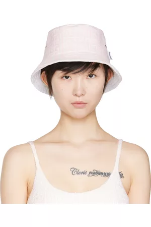 Balmain Women Hats - Pink & White Monogram Bucket Hat