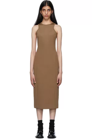 Max Mara Women Halter Dresses - Brown Halter Midi Dress