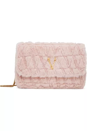 VERSACE Women Shoulder Bags - Pink Faux-Fur Virtus Bag