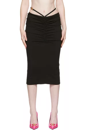 VERSACE Women Midi Skirts - Black Georgette Midi Skirt