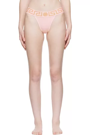VERSACE Women Thongs - Pink Greca Border Thong
