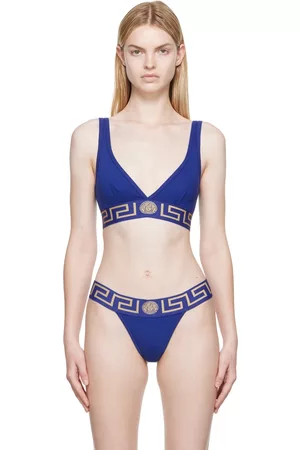 VERSACE Women Bras - Blue Greca Border Bralette