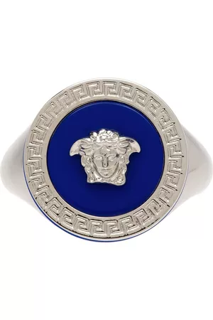 VERSACE Silver & Blue Medusa Ring
